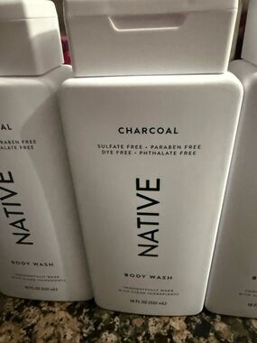 (2) Native Charcoal Body Wash - White Bottle